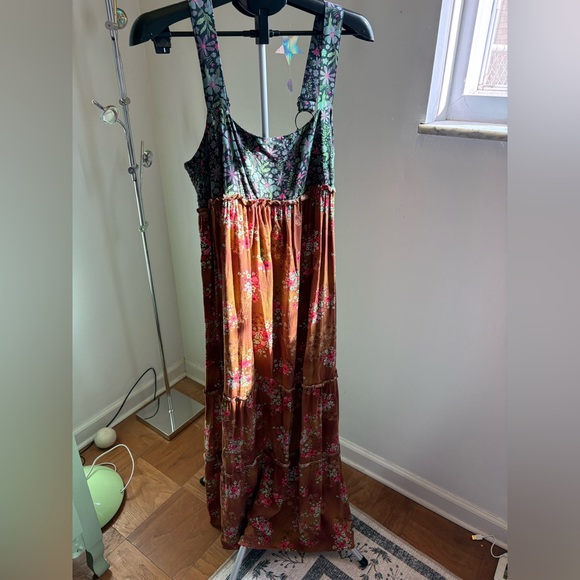 NATURAL LIFE Eliza Boho Floral Tiered Maxi Dress - Rust Floral M Medium - Picture 2 of 12